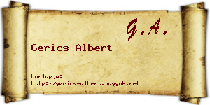 Gerics Albert névjegykártya